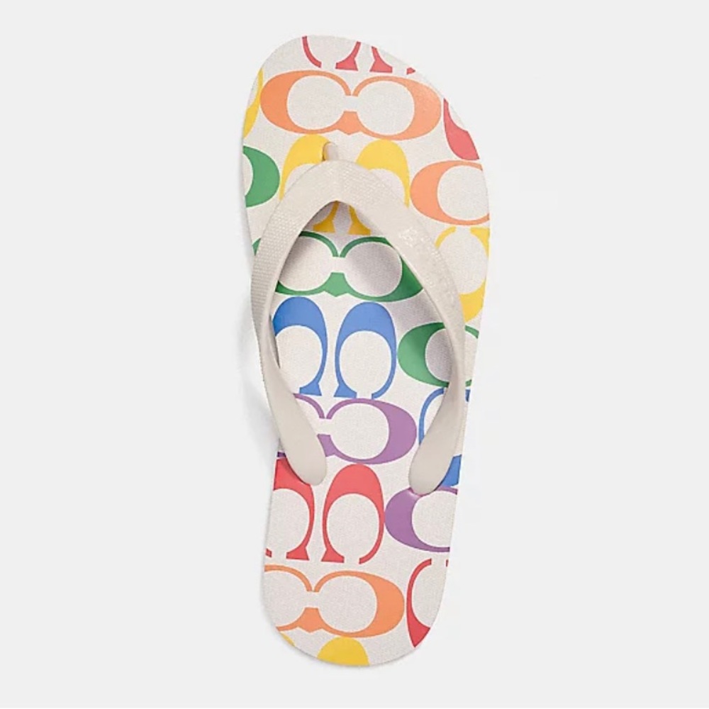 NEW! COACH Zak Flip Flop in Rainbow Signature, size 7, NWT, FABULOUS!